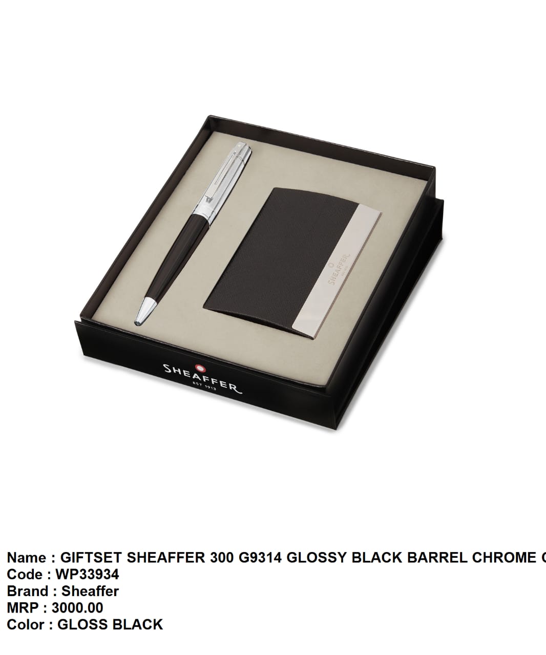 Giftset sheaffer 300 G9314 glossy black barrel chrome 